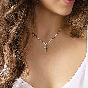 silver cross necklace for women