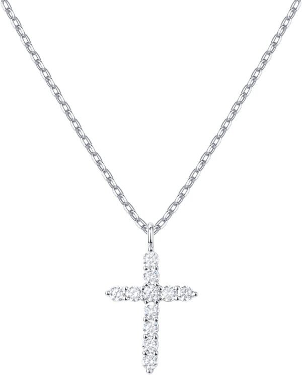 14K Gold Plated Cubic Zirconia Cross Necklace for Women | Cross Faith Pendant Necklaces
