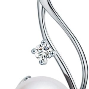 Genuine Premium AAA Top Grade 9-10mm Cultured White Pearl Pendant Necklace 18K Gold Plated 925 Silver - Gifts for Women for Her Wife Mom Daughter (White, gold-plated-silver)