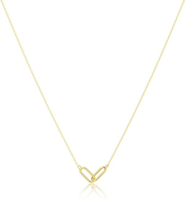 Gold Pendant Necklace for Women, Dainty Diamond Necklaces for Women Simple 14K Gold Plated Paperclip Choker Necklaces Cute Minimalist Open Oval Necklaces Gold Jewelry for Women Gifts