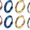 316L Surgical Stainless Steel Huggie Hoop Earrings 6mm 8mm 10mm 11mm 12mm 14mm Hypoallergenic Earrings Hoop Cartilage Helix Lobes Hinged Sleeper Earrings For Men Women