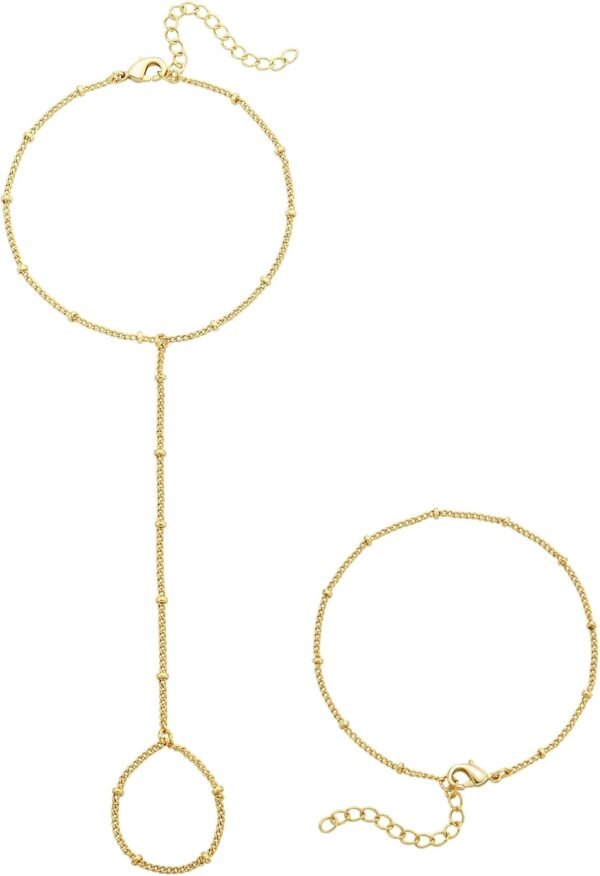 Gold Bracelets for Women, 14K Gold Plated Stackable Bracelet Stack Set Adjustable Charm Paperclip Chain Cuban Link Layered Waterproof Jewelry Sets Gifts for Womens 6.0/6.8/7.2"