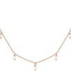 14K Gold Plated Station Necklace - Simulated Diamond Layering Necklaces - Womens CZ Chain
