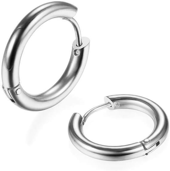 316L Surgical Stainless Steel Huggie Hoop Earrings 6mm 8mm 10mm 11mm 12mm 14mm Hypoallergenic Earrings Hoop Cartilage Helix Lobes Hinged Sleeper Earrings For Men Women
