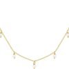 14K Gold Plated Station Necklace - Simulated Diamond Layering Necklaces - Womens CZ Chain