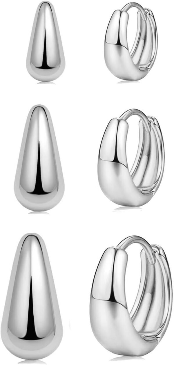 3Pairs Gold Hoop Earrings Set for Women Trendy Chunky Huggie Dainty Earring Jewelry for Women Teens