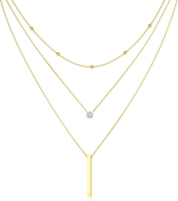 Dainty 14k Gold Plated/Silver Cubic Zirconia Necklaces for Women, Simple CZ Jewelry Necklaces Trendy Gifts