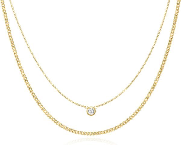 Dainty 14k Gold Plated/Silver Cubic Zirconia Necklaces for Women, Simple CZ Jewelry Necklaces Trendy Gifts