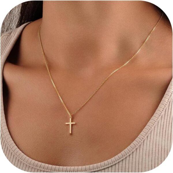 Gold Cross Necklace for Women - Dainty 14K Gold Plated Cross Necklace Layered Beaded Infinity CZ Holy Mary Medal Pendant Necklaces for Women Trendy Faith Jewelry First Communion Gifts