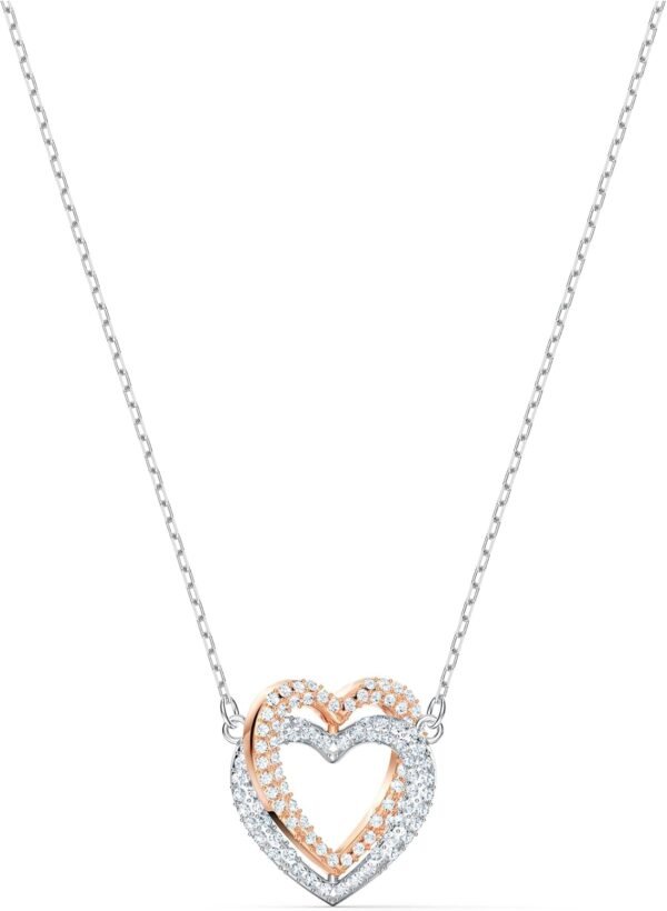 6182dKEXNpL._AC_SL1500 Infinity Heart Jewelry Collection, Necklaces and Bracelets, Rose Gold & Rhodium Tone Finish, Clear Crystals
