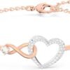61AHflR7umL._AC_SL1500 Infinity Heart Jewelry Collection, Necklaces and Bracelets, Rose Gold & Rhodium Tone Finish, Clear Crystals
