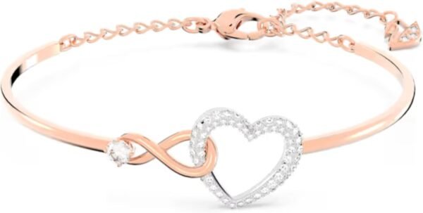 61AHflR7umL._AC_SL1500 Infinity Heart Jewelry Collection, Necklaces and Bracelets, Rose Gold & Rhodium Tone Finish, Clear Crystals