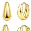 3Pairs Gold Hoop Earrings Set for Women Trendy Chunky Huggie Dainty Earring Jewelry for Women Teens