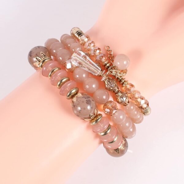 Bohemian Boho Stackable Bracelets for Women Set, Girls Stretch Multilayer Stack Beads Colorful Beaded Charm Bracelets Girl Handmade Jewelry