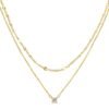 Dainty 14k Gold Plated/Silver Cubic Zirconia Necklaces for Women, Simple CZ Jewelry Necklaces Trendy Gifts