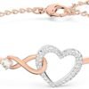 61RK7cWgY4L._AC_SL1500-1 Infinity Heart Jewelry Collection, Necklaces and Bracelets, Rose Gold & Rhodium Tone Finish, Clear Crystals