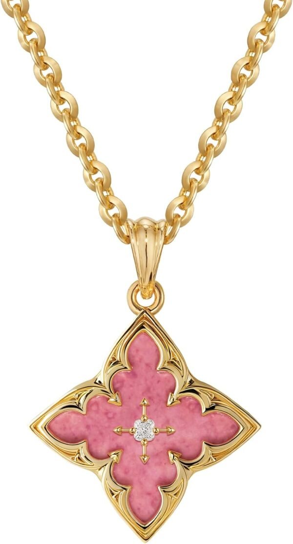 Gold Clover Necklace for Women Dainty 14K Gold Plated CZ Pendant Necklace Adjustable Chain Choker Charm Colorful Clover Pendant Lucky Necklaces for Women Jewelry