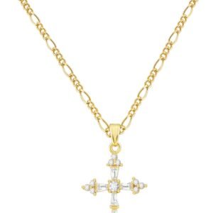 Cross Necklace for Women,Double Cross Necklace 14K Gold Plated Cross Pendant Necklace Dainty Gold Cross Necklaces for Women Trendy Small Cross Charm Necklace Simple Cute Choker Necklaces Gold Jewery