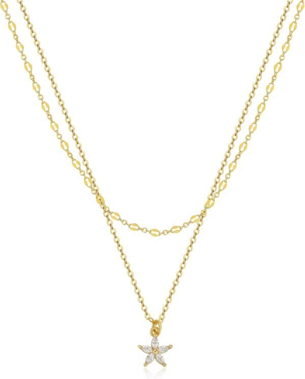 Dainty 14k Gold Plated/Silver Cubic Zirconia Necklaces for Women, Simple CZ Jewelry Necklaces Trendy Gifts