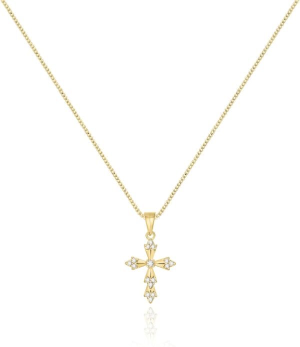 Cross Necklace for Women,Double Cross Necklace 14K Gold Plated Cross Pendant Necklace Dainty Gold Cross Necklaces for Women Trendy Small Cross Charm Necklace Simple Cute Choker Necklaces Gold Jewery
