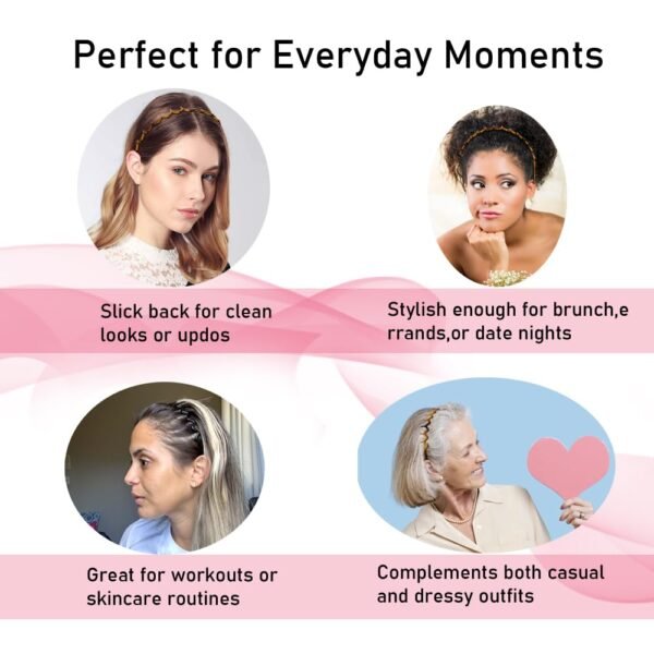 Zig Zag Headbands, Recycled Plastic Wavy Hair Band with Teeth, Headbands for Women and Men, Classic 90s Hair Accessories, (1 Black Color+1 Brown)