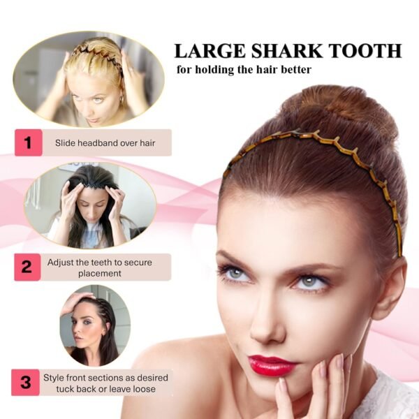 Zig Zag Headbands, Recycled Plastic Wavy Hair Band with Teeth, Headbands for Women and Men, Classic 90s Hair Accessories, (1 Black Color+1 Brown)