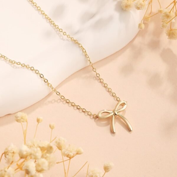 14K Gold Plated Necklace for Women - Bow Necklace - Dainty Necklace Cute Small Tiny Bow Pendant Choker Chain Necklace Trendy Necklaces for Women Jewelry Gift