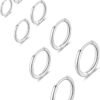 316L Surgical Stainless Steel Huggie Hoop Earrings 6mm 8mm 10mm 11mm 12mm 14mm Hypoallergenic Earrings Hoop Cartilage Helix Lobes Hinged Sleeper Earrings For Men Women