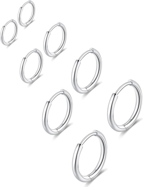 316L Surgical Stainless Steel Huggie Hoop Earrings 6mm 8mm 10mm 11mm 12mm 14mm Hypoallergenic Earrings Hoop Cartilage Helix Lobes Hinged Sleeper Earrings For Men Women