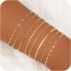Gold Bracelets for Women, Elegant Adjustable 14K Gold Plated Bracelet for Women, Trendy Minimalist Dainty Gold Bracelet for Everyday Wear