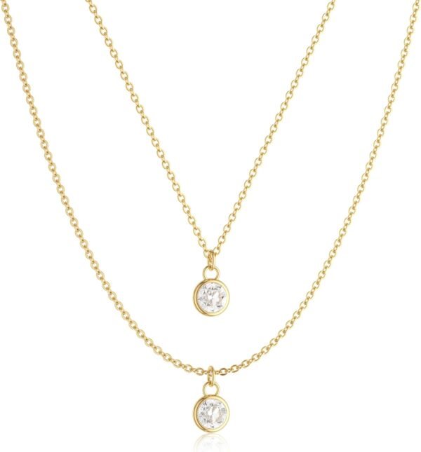 Dainty 14k Gold Plated/Silver Cubic Zirconia Necklaces for Women, Simple CZ Jewelry Necklaces Trendy Gifts