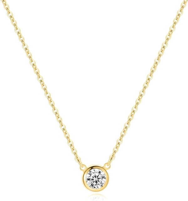 Dainty 14k Gold Plated/Silver Cubic Zirconia Necklaces for Women, Simple CZ Jewelry Necklaces Trendy Gifts