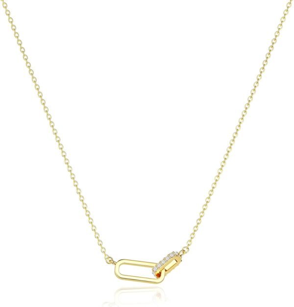 Gold Pendant Necklace for Women, Dainty Diamond Necklaces for Women Simple 14K Gold Plated Paperclip Choker Necklaces Cute Minimalist Open Oval Necklaces Gold Jewelry for Women Gifts