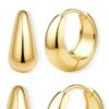 3Pairs 14K Gold Plated Hoop Earrings Set for Women Chunky Earring Silver Plated Hypoallergenic Small Huggie Hoops Lightweight Tiny Thick Trendy Hoop Earrings Stacks for Multiple Piercing