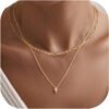 Gold Cross Necklace for Women - Dainty 14K Gold Plated Cross Necklace Layered Beaded Infinity CZ Holy Mary Medal Pendant Necklaces for Women Trendy Faith Jewelry First Communion Gifts