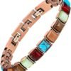 Pure Copper Bracelets for Women, Ultra Strength Magnetic Bracelet with 3800 Gauss Magnets & Natural Turquoise & Stones, Adjustable, Jewelry Gift