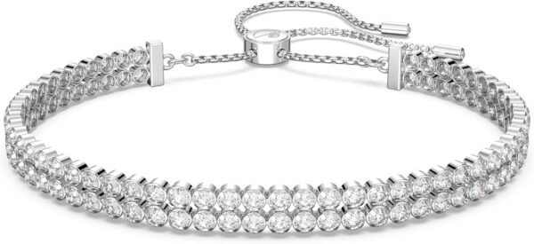 Matrix Tennis Soft Bracelet, Round Cut Clear Crystals, Rhodium and Rose Gold-Tone Finishes