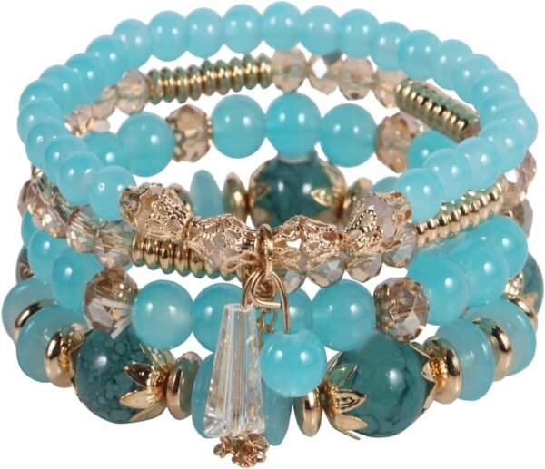 Bohemian Boho Stackable Bracelets for Women Set, Girls Stretch Multilayer Stack Beads Colorful Beaded Charm Bracelets Girl Handmade Jewelry