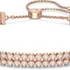 Matrix Tennis Soft Bracelet, Round Cut Clear Crystals, Rhodium and Rose Gold-Tone Finishes