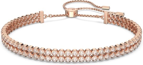 Matrix Tennis Soft Bracelet, Round Cut Clear Crystals, Rhodium and Rose Gold-Tone Finishes