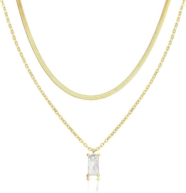 Dainty 14k Gold Plated/Silver Cubic Zirconia Necklaces for Women, Simple CZ Jewelry Necklaces Trendy Gifts