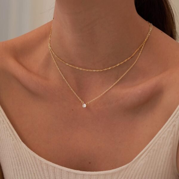 Dainty 14k Gold Plated/Silver Cubic Zirconia Necklaces for Women, Simple CZ Jewelry Necklaces Trendy Gifts