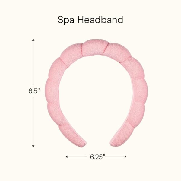 Spa Makeup and Face Washing Headband, Pink Bubble Design, 1 Count, Ultra-Absorbent Microfiber Headband for Washing Face, Soft Terry Cloth, No-Squeeze, No-Pull Band Gentle on Hair and Head
