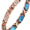 Pure Copper Bracelets for Women, Ultra Strength Magnetic Bracelet with 3800 Gauss Magnets & Natural Turquoise & Stones, Adjustable, Jewelry Gift