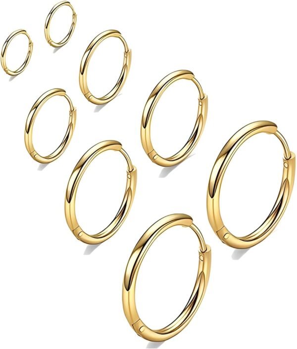 316L Surgical Stainless Steel Huggie Hoop Earrings 6mm 8mm 10mm 11mm 12mm 14mm Hypoallergenic Earrings Hoop Cartilage Helix Lobes Hinged Sleeper Earrings For Men Women