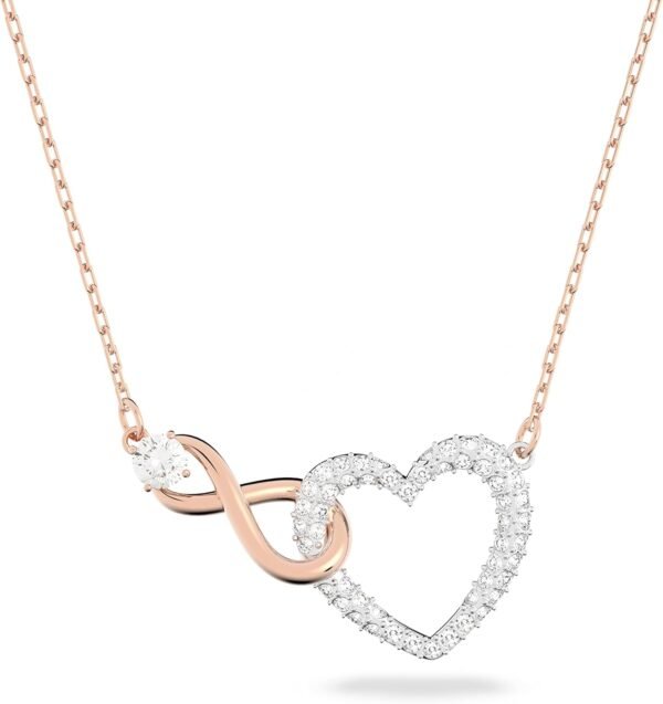 71Ppuph2B3L._AC_SL1500-1 Infinity Heart Jewelry Collection, Necklaces and Bracelets, Rose Gold & Rhodium Tone Finish, Clear Crystals