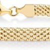 18K Gold Plated 925 Sterling Silver Italian 5mm Mesh Link Chain Bracelet for Women, Made in Italy