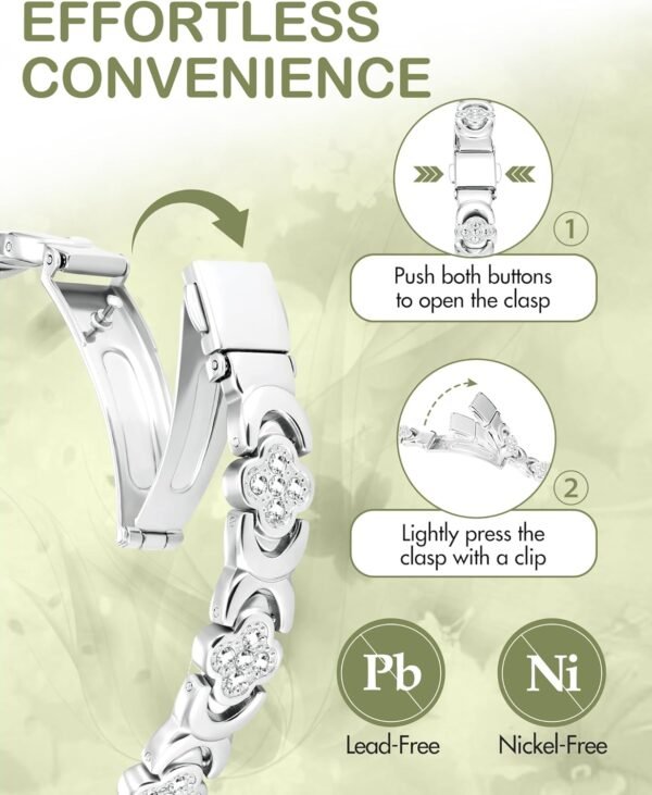 Pure Copper Bracelets for Women, Ultra Strength Magnetic Therapy Bracelet for Pain Relief with Neodymium Magnets & Sparkling Cubic Zirconia, Adjustable, Infinite Clover Jewelry