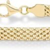 18K Gold Plated 925 Sterling Silver Italian 5mm Mesh Link Chain Bracelet for Women, Made in Italy