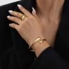 Gold Bangle Bracelets for Women Teens Trendy Chunky Adjustable Twist Cuff Bracelet Jewelry Gifts
